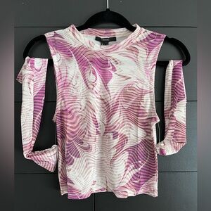 FOREVER 21 Cute Sheer Sleeveless Removable Sleeves High Neck Top Womens Sz S NWT